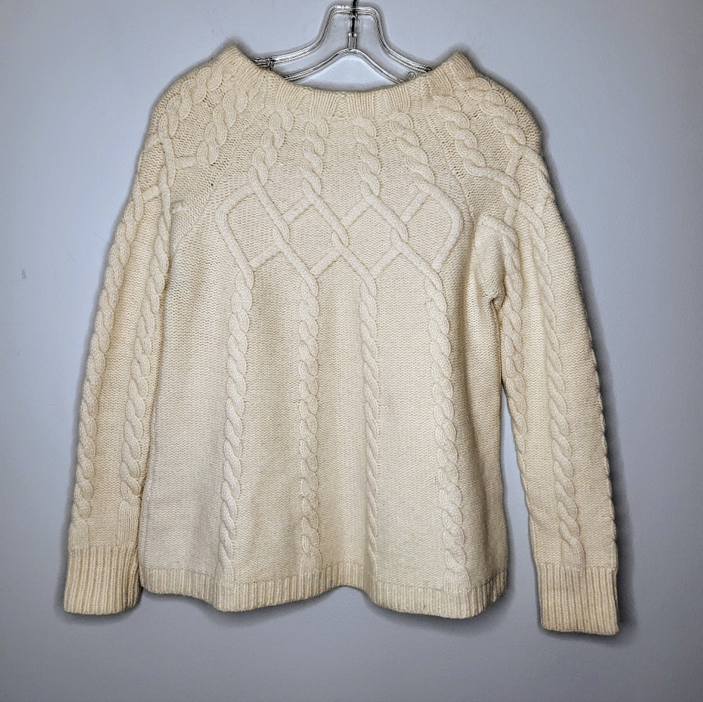 Reiss Womens Size Med Tilly Cable Mock Neck Sweater LS Wool Knit $275